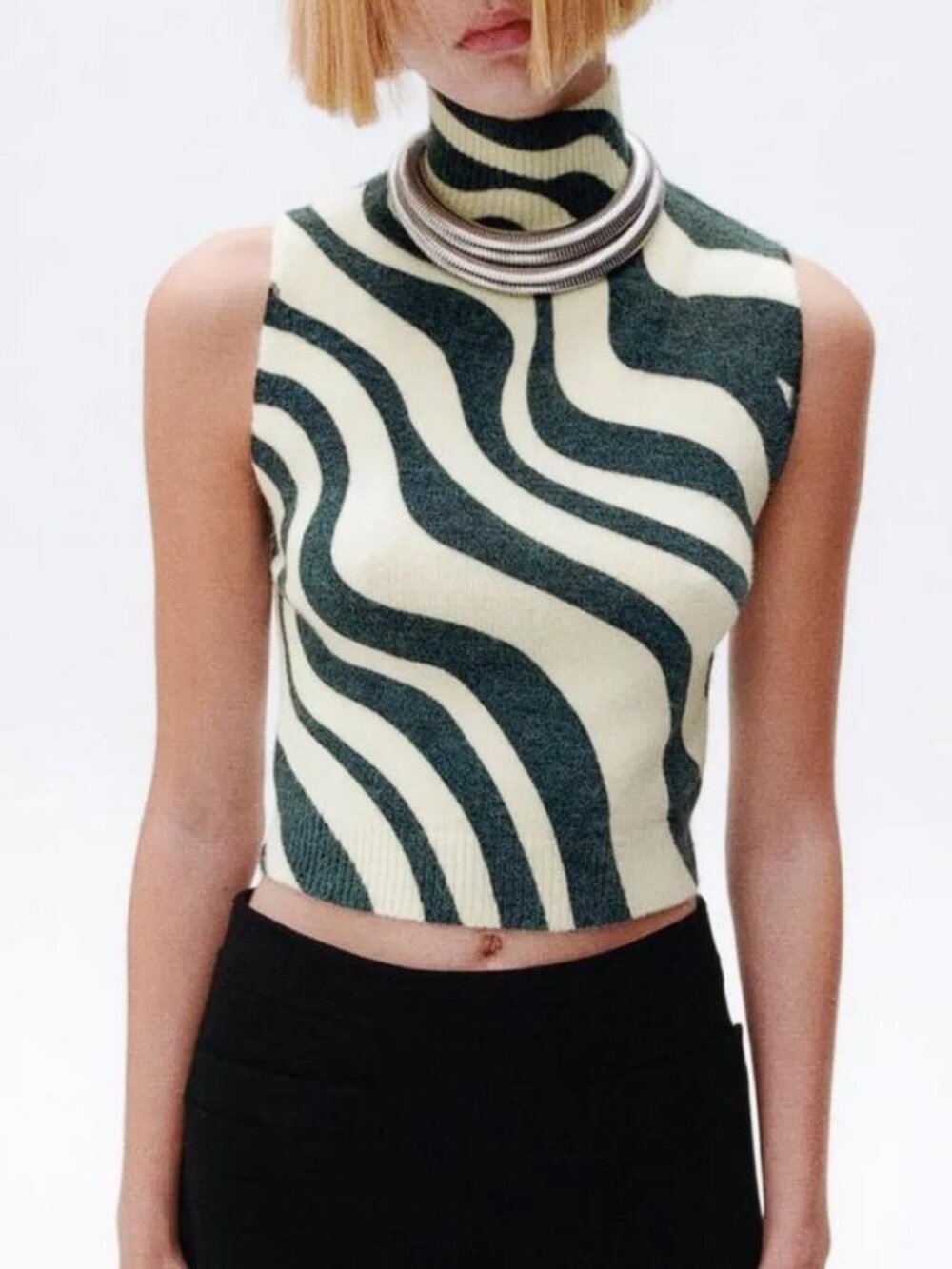 ZARA Women's Zebra Print Sleeveless Knit Top Size XS